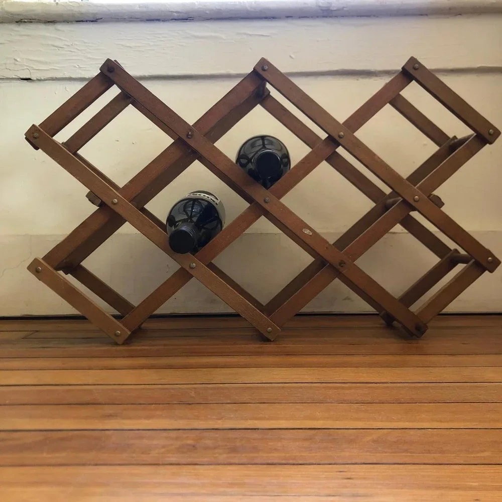1970s Vintage Expandable Wooden Wine Rack - Versatile Organizer